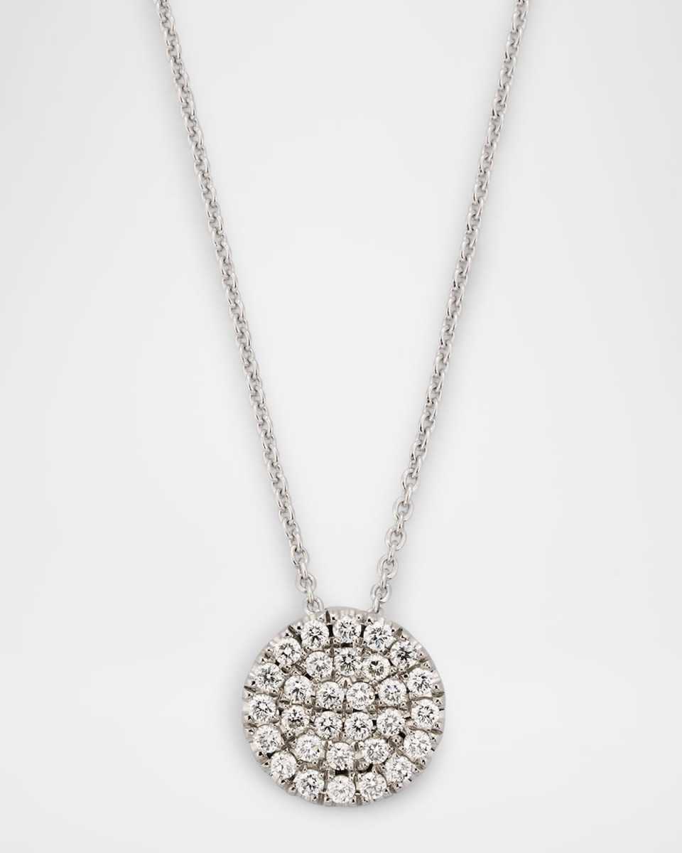 Sparkle 18K White Gold Petite Diamond Disc Pendant Necklace